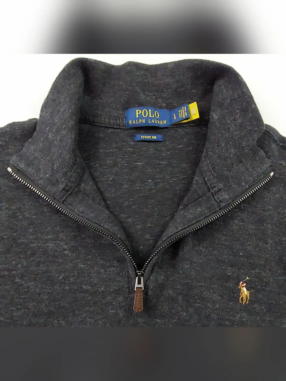 Polo Ralph Lauren Estate Rib Shirt Mens Large Gray 1/4 Zip Pullover Long Sleeve